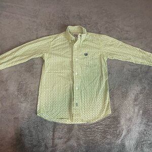 Cinch Men's Yellow and Black Patterned Shirt Jacket